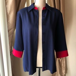 Draper’s & Damon’s Navy Blue Button Down Blouse